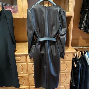 Prada leather fully lined midi dress size 46 with belt